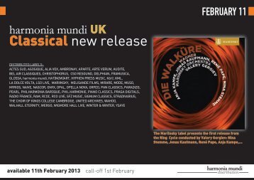 Classical new release - Harmonia Mundi UK Distribution