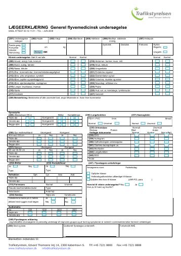 LÆGEERKLÆRING Generel flyvemedicinsk ... - Trafikstyrelsen