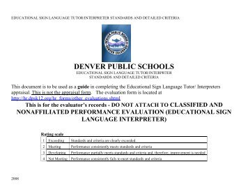 Educational Sign Language Tutor/Interpreter - Denver Public Schools