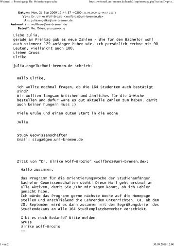 Webmail :: Posteingang: Re:... - StugA Geowissenschaften der ...