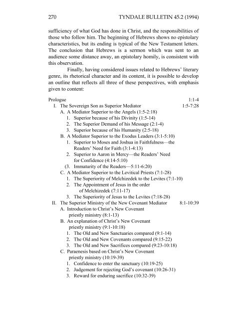 the structure of hebrews from three perspectives - Tyndale House