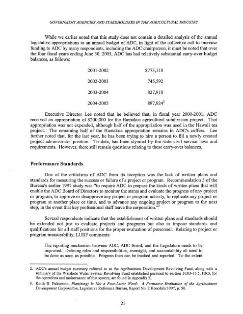 agribusiness development corporation: revisited - Legislative ...