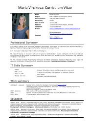 Maria Vircikova: Curriculum Vitae - TUKE