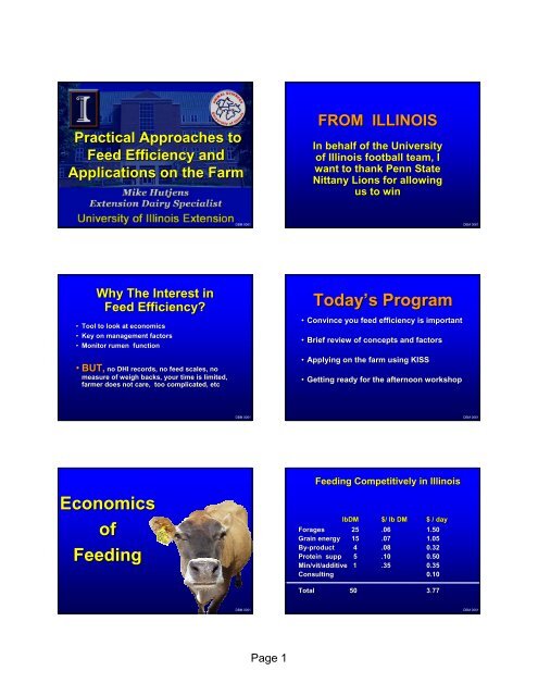 Feed Efficiency - Penn State University