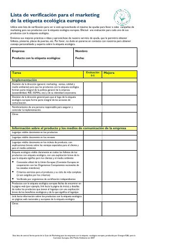 Marketing Guide Checklist ES - EU Ecolabel Marketing for Products