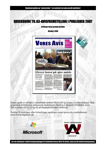 QUICKGUIDE TIL A3-AVISFREMSTILLING I PUBLISHER 2007