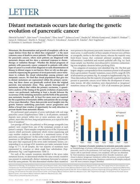 Distant metastasis occurs late during the genetic evolution of ...