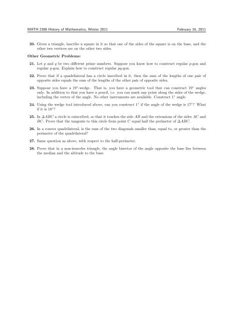 Problem Set #2 - Homepage Usask