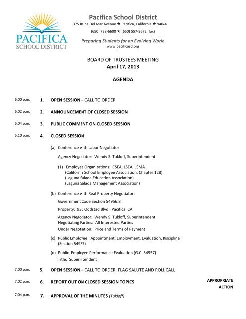 Board Policy - Pacifica School District