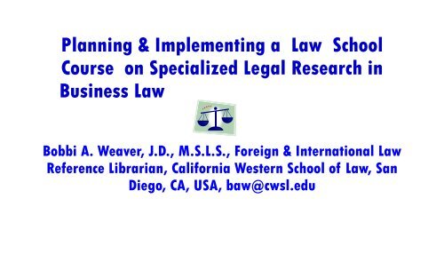Planning & Implementing a Law School Course on Specialized ...