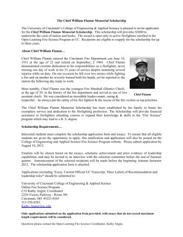 Chief William Flamm Memorial Scholarship and application form