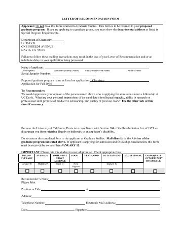 LETTER OF RECOMMENDATION FORM Applicant: Do not have this ...