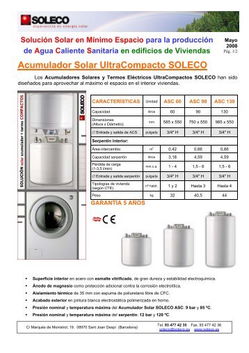 Acumulador Solar UltraCompacto SOLECO - Habitissimo