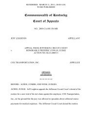 Commonwealth of Kentucky Court of Appeals - Justia