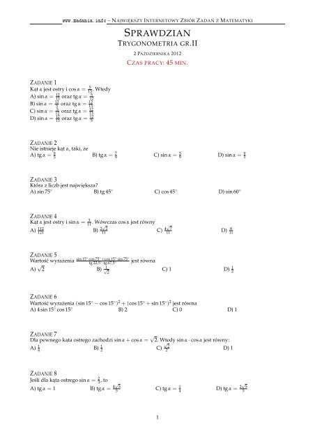 Zadania Info Funkcje Sprawdzian Gr B Pdf