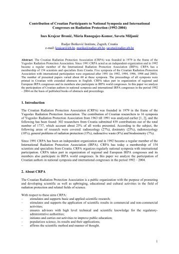 Monitoring of tritium in precipitation - IRPA - International Radiation ...