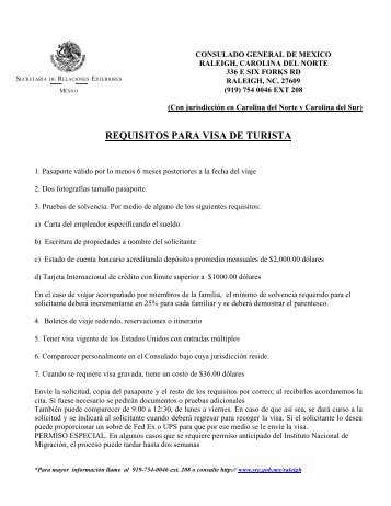 requisitos para visa de turista - Secretaría de Relaciones Exteriores