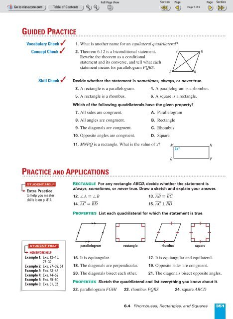 5.4 properties of rhombuses, rectangles and squares worksheet answers picture