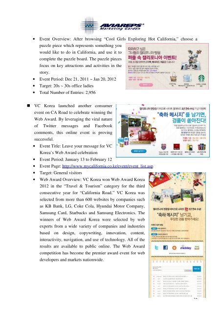 Korea Monthly Activity Report - the California Tourism Industry Website