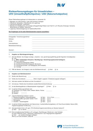 Risikoerfassungsbogen für Umweltrisiken - R+V Versicherung