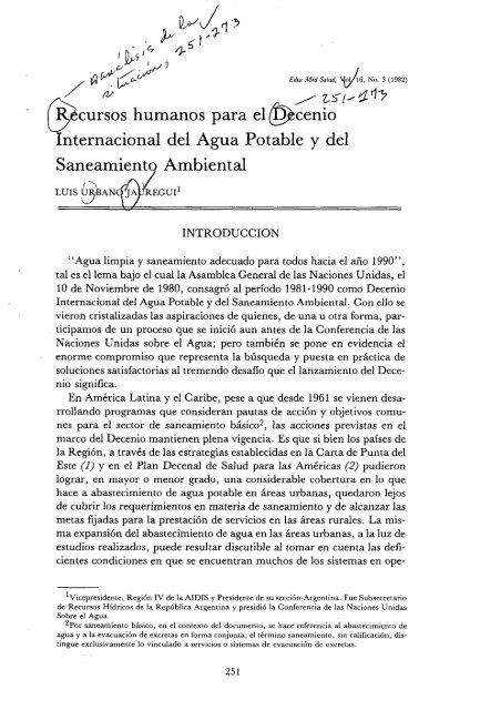 cursos humanos para el (cenio Internacional del Agua ... - PAHO/WHO