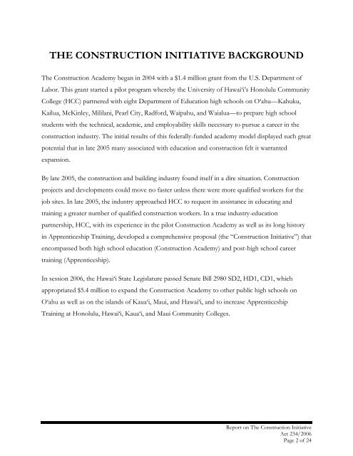 Construction Academy - University of Hawaii