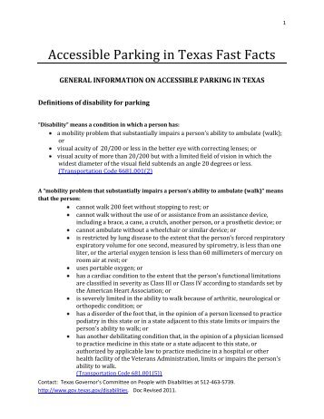 Accessible Parking in Texas Fast Facts (PDF)