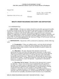 Minute Order Regarding Discovery and Depositions - The DADT ...