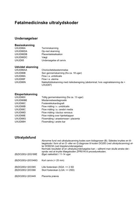 Føtalmedicinske ultralydskoder - DSOG