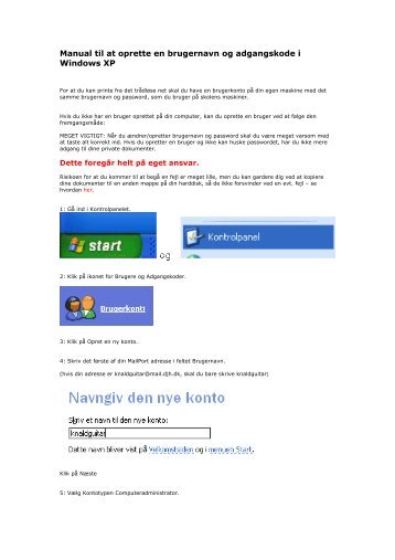 Manual til at oprette en brugernavn og adgangskode i Windows XP.pdf