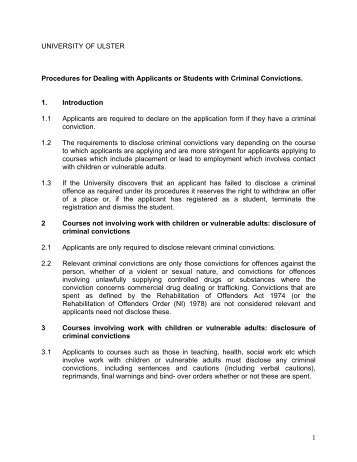 Criminal Convictions - University of Ulster
