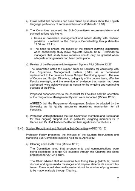 Minutes - Academic Planning Unit - University of Ulster