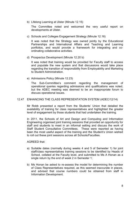 Minutes - Academic Planning Unit - University of Ulster