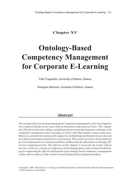 Ontology-Based Competency Management for Corporate E-Learning