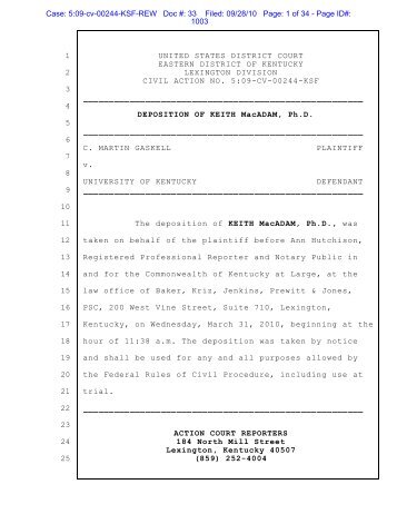 Deposition of Keith MacAdam - National Center for Science Education