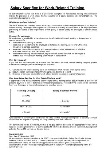 Salary Sacrifice for Work-Related Training - University of Ulster