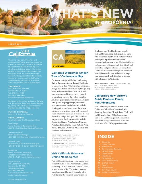 What's New in CA Spring 2013 - the California Tourism Industry ...