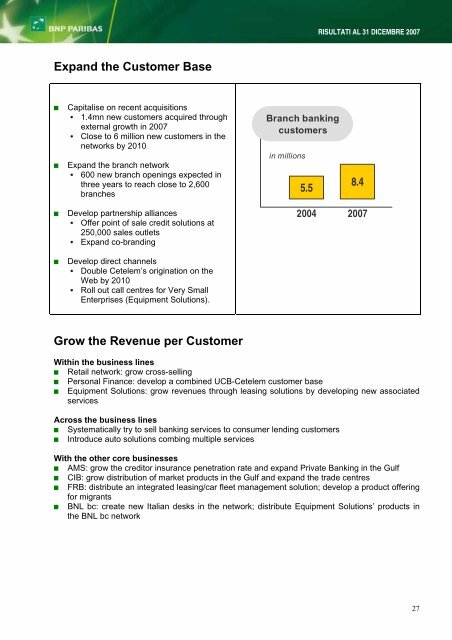 RISULTATI AL 31 DICEMBRE 2007 - BNP Paribas