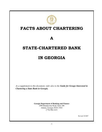 facts about chartering a state-chartered bank - Department of ...