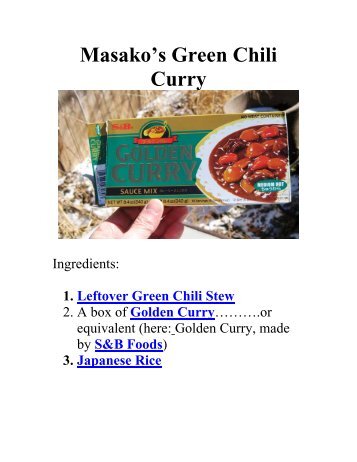 Masako's Green Chili Curry - The Geriatric Gourmet