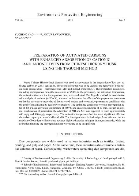 Preparation of activated carbons with enhanced adsorption of ...