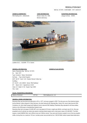 RESOLUTION BAY - Cargo Vessels International