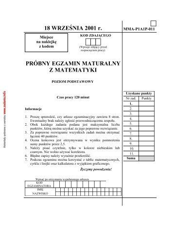 Arkusz I - Zadania.info