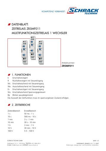 DATENBLATT: ZEITRELAIS ZR5MF011 ... - Schrack