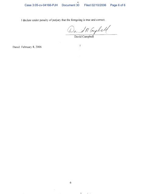 Declaration of David Campbell, for defendants