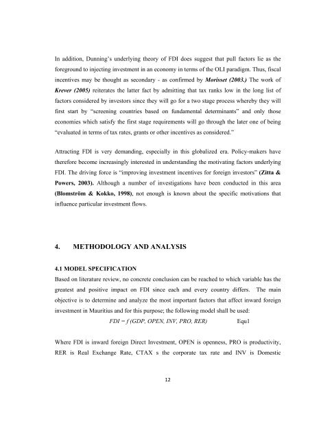 On the Determinants of Foreign Capital Flows - DAAD partnership ...