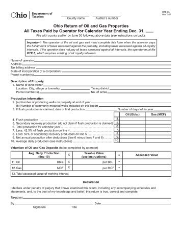 DTE Form 6A - Ohio Department of Taxation