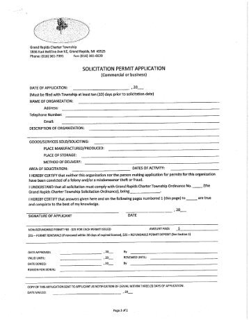 SOLICITATION PERMIT APPLICATION