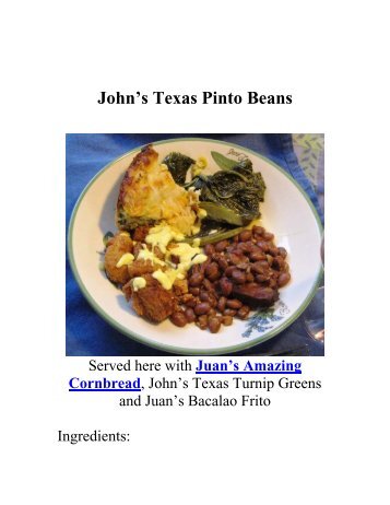 John's Texas Pinto Beans - The Geriatric Gourmet