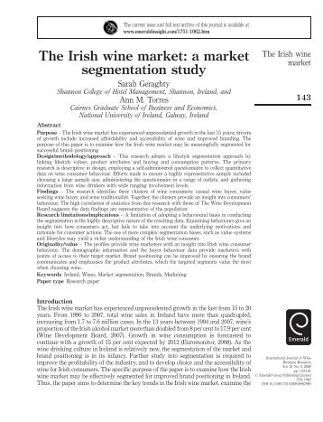 The Irish wine market: a market segmentation study